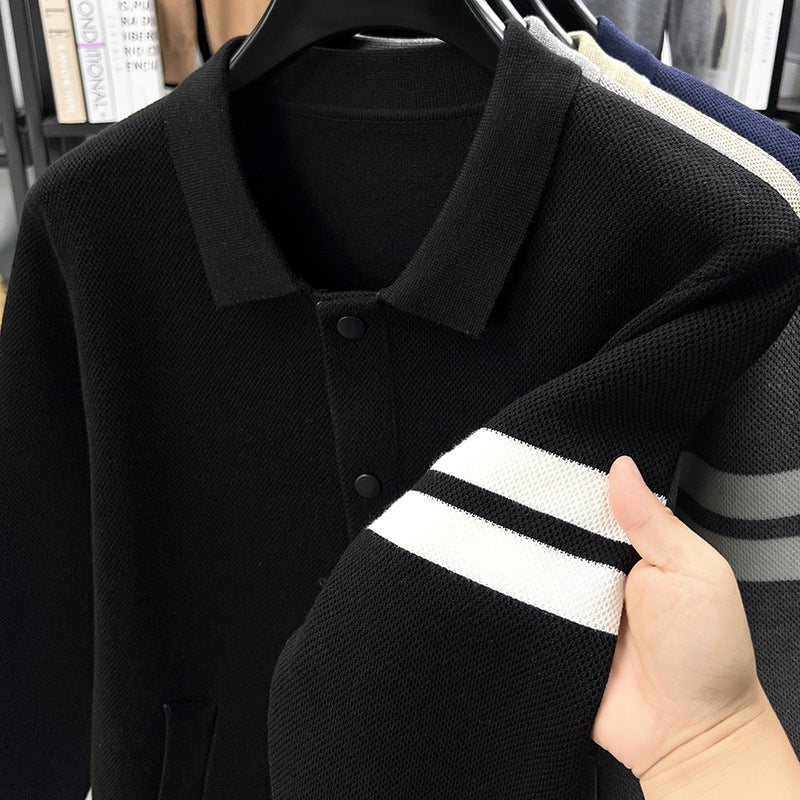 Knitted Cardigan Lapel Korean Slim Men's Jacket